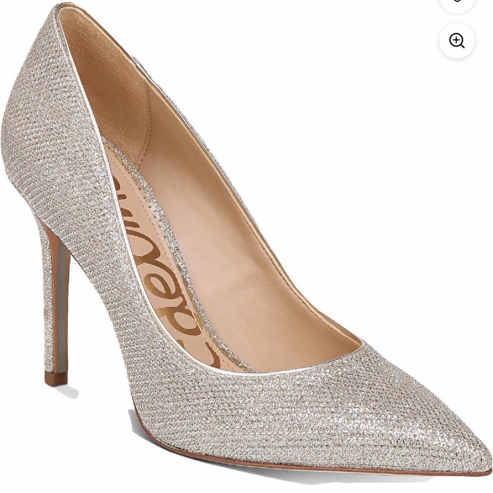 Sam Edelman Hazel Pointed Toe Pumps - Champagne Silver/Gold Glitter - Size: 9